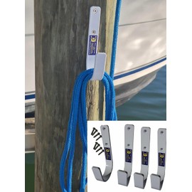 Marine Dock Hooks, Heavy-Duty Aluminum, 50 lb Capacity, White, Set of 4