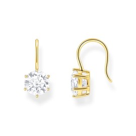 Thomas Sabo H2287-414-14 Earrings with Large White Cubic Zirconia Gold-Plated Silver, Sterling Silver, Cubic Zirconia