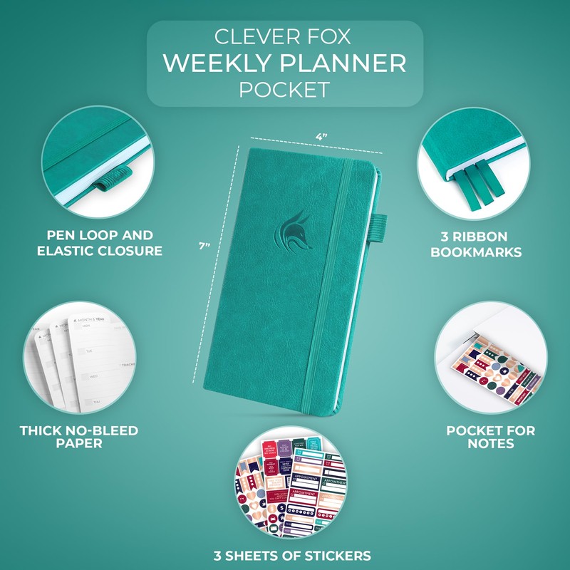 Clever Fox Pocket Planner Weekly – Undated Monthly Goal Planner