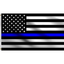DMSE Thin Blue Line Police Officers USA American Flag 3X5 Ft Foot 100% Polyester 100D Flag UV Resistant (3' X 5' Foot)