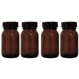Mikken – Brown Apothecary Jar Set Including Screw Cap and Labels Made in Germany, 4 x 100 ml, Brown