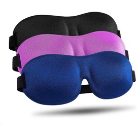 3 Pack Sleep Masks for Side Sleepers - Blackout 3D Eye Mask for Men & Women, Night Blindfold for Sleeping, Travel & Nap - Light Blocking, Comfortable Contoured Cup Design（Black & Blue & Purple）