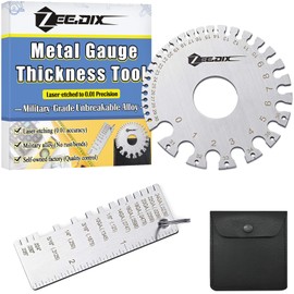 ZeeDix Wire Gauge Measuring Tool (2 Pcs) - Round Dual Sided Metal Sheet Gage & Metal Sheet Thickness Gauge, Stainless Sheet Wire Size Chart & Welding Measurement Tool