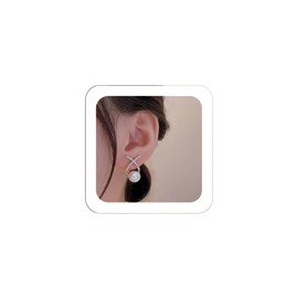 Quizzhe Boho Pearl Drop Earrings Simple Gold Pearl Earrings Dangle Vintage Small Pearl Earrings Trendy CZ Dangle Earrings Elegant Bridal White Pearl Earrings Wedding Jewelry for Women