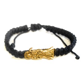 LONTCS Boys' Black and Gold Santa Muerte Bracelet
