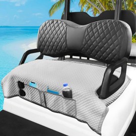 RIZINKART Yamaha Golf Cart Seat Blanket, ice Silk Material, 54.3''x 36.7'', Easy to Install and Clean, 4 Convenient Pockets, Gray Golf Cart Seat Covers for G2 G8 G9 G16 G19 G22 G29