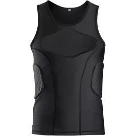 GRDFLX 남성 패딩 압축 셔츠 축구 갈비뼈 보호 가슴 4패드 청소년 장비 [Large] GRDFLX Men's Padded Compression Shirt Soccer Rib Protection Chest 4 Pads Youth Gear [Large]