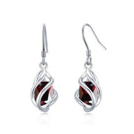 925 Sterling Silver Created Ruby Earrings for Women, July Birthstone Dangle Drop Earrings, July Birthday Jewelry for Women Girls