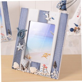 Levemolo 1Pc Mediterranean Theme Wooden Photo Frame Creative Nautical Picture Holder Desktop Photo Ornament for Home Decor Unique Beach Style Decor