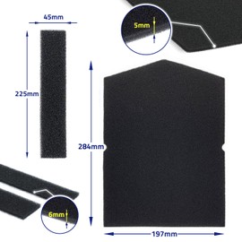 Set of Sponge Filter for Tumble Dryer with the Original Code 6057930 + 9688381 9688380 for Miele has the Size 284 x 197 x 5 mm + 225 x 45 x 6 mm - Warranty 10 Years - MONTERAL