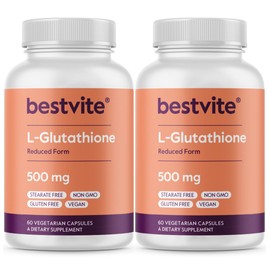 BESTVITE L-glutatión 500 mg utilizando ingrediente setria clínicamente investigado (60 cápsulas vegetarianas)  sin estearatos, 120 Vegetarian Capsules