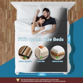 Bunkie Board Queen - Heavy Duty Reinforced Wood Bed Boards for Under Mattress, Universal Sleeper Sofa Support Board with Anti-Sag Design for Metal Bed Frame, Platform Beds&Pull Out Couches