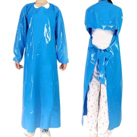 ELEBOX Waterproof Apron with Long Sleeves, Safety Apron Work Uniform for Men & Women, Chemical Resistance Anti-Tear Apron for Dishwashing, Butchering & Dog Grooming