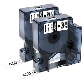 Upwinning Upwinning Kompatibel Dymo D1 45013 Etikettenband 12mm x 7m S0720530 für Dymo LabelManager 160 LM280 500TS 420P 360D 100 200 210D, als Ersatz für Dymo D1 A45013 Schwarz auf Weiß Bänder, 2er-Pack