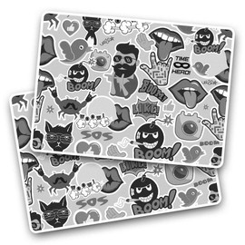 Rectangle Stickers(Set of 2) 7.5cm BW - Teenager ny Icons Boys Fun Decals for Laptops,Tablets,Luggage,Scrap Booking,Fridges, #42153