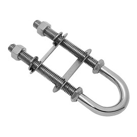 SeaLux Marine Boat Bow Eye Stern Eye U Bolt Tie Down 3/8" Stock, 5" Overall Length, 3-3/8" Thread Length with washers-SL805851