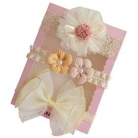 Shomty Flower & Ribbon, 3-Piece Set, Baby Hair Accessories, Hair Accessories, Hair Band, Baby & Children, Flowers, Ribbon, Toddler, Shichi-Go-San First Festival, Birthday, Anniversary, Celebration, 1