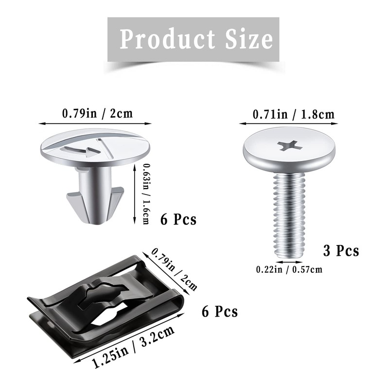 BERNOI 15pcs Lower Engine Shield Cover Bolt Kit, Including 6pcs