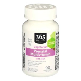 Multivitamínico Prenatal 365 by Whole Foods Market con Ácido Fólico y Jengibre, 90 Tabletas