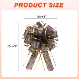 MECCANIXITY 10pcs 6 Inch Big Pull Bow Gift Wrapping Organza Bows Vintage Ribbon Dark Brown for Wedding Christmas Car Baskets Presents