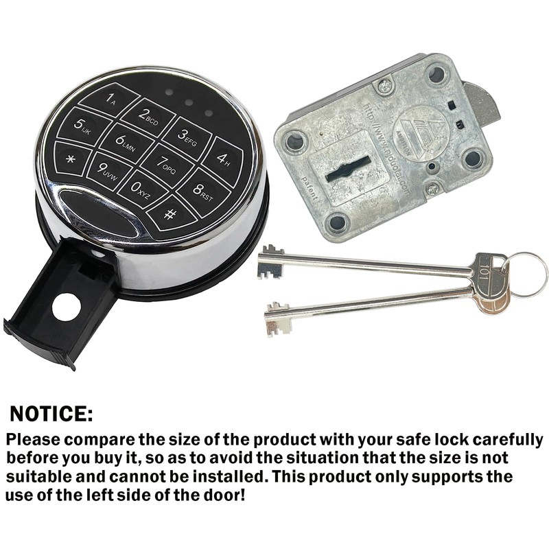 Digital Electronic Keypad Lock for Left Swing Bolt Safes, Gun