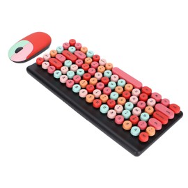 Keyboard and Mouse Combo, 86 Keys Cute Colorful Appearance Multimedia Buttons Light Quiet 2.4G Keyboard Mouse for Computer, Laptops, Gaming (Lipstick Mixed Colors)