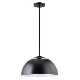 Henn&Hart 16" Wide Pendant with Metal Shade in Matte Black, for Home, Living Room, Bedroom, Entertainment Room, Office, Kitchen, Dining