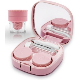 Contact Lens Case with Cleaner Washer, Travel Size Cute Colored Contact Lenses Applicator Removal Tool Kit with Mirror Solution Bottle for Daily Outdoor (Pink) - Colour: Sugar Purple