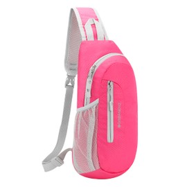 PivotWing Sling Bags for Men Women, Cross Body Bag Men Women Hiking Travel Sports Lightweight Shoulder Chest Bags Small Slim Sling Backpack Dog Walking Daypack Crossbody Bag Rose Red