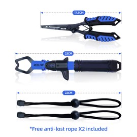 ReelFin Essential Fishing Tool Combo for Every Angler Fishing Tools fishing plier lip grip，Lip Grip with Built-in Scale，Compact, Secure, and Ready to use for Versatility