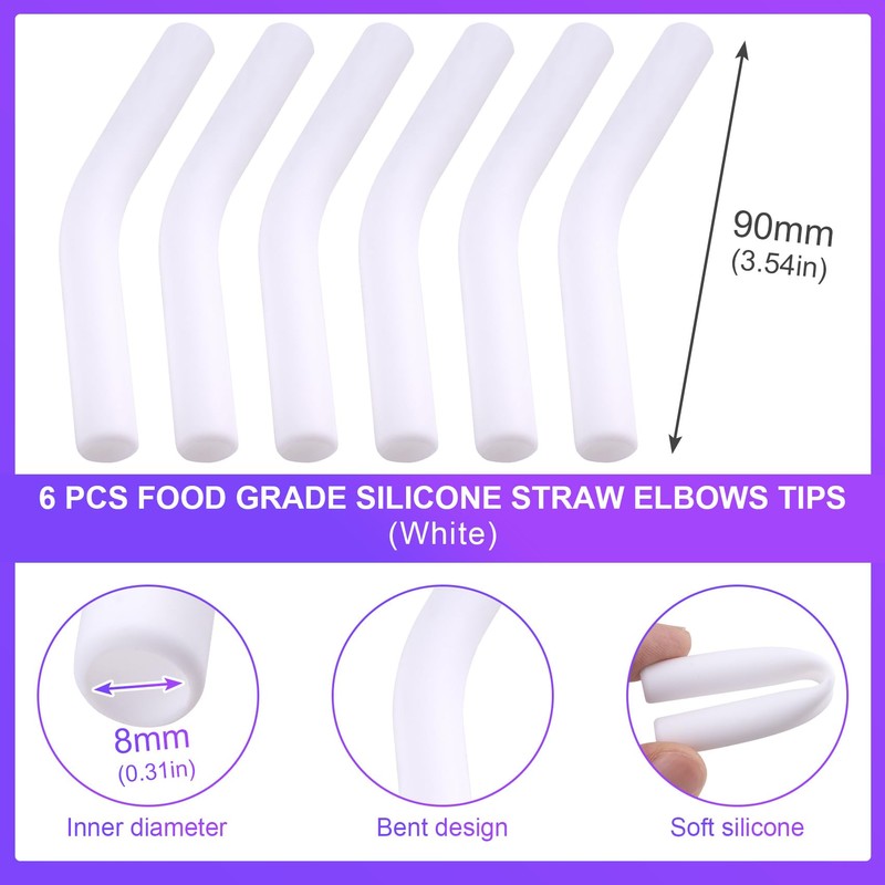 6Pcs Metal Straw Silicone Tips 5/16 IN Wide(8mm Outer Diameter)