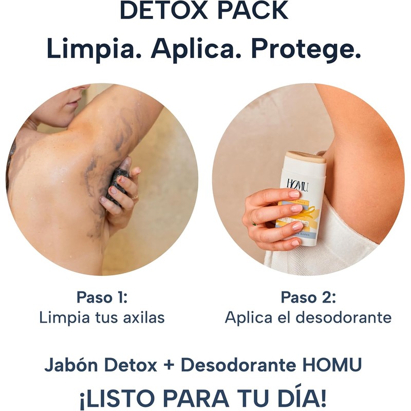 HoMu Jabón Barra Detox con Carbón Activado 50g (Pack 3)
