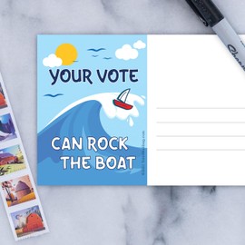 Your Vote Can Rock The Boat - Blank 4x6 Postcards for Voters (100 Pack), Blue