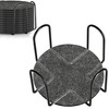 com-four® 12 x Felt Coasters, Round Table Protectors with Metal