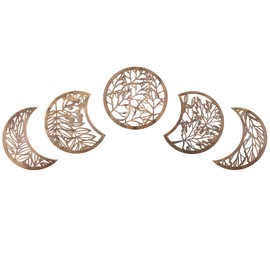5PCS Moon Phases Wall Decor, Moon Decorations, Wood Wall Art, Aesthetic Room Accessories, Decoration for Imdoor and Outdoor, New Home Must Haves