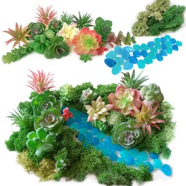 OrgMemory Model Landscape Materials, Stone, Grass, Moss, Succulents, for DIY Garden Decor Succulent Dollhouse Craft Model Miniature Dioramas Miniature Garden Buildings