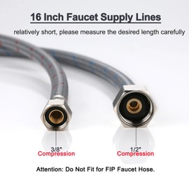 ARCORA 16” Length Faucet Hose Connects Bathroom Sink to Water Supply Braided Nylon Supply Line with 3/8" Female Compression x 1/2" Female Compression 2Pcs (1 Pair)
