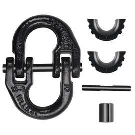 1/2" Safety Chain Connector Link,2 Pack G80 Hammerlock Coupling Connector Link,Tow Hitch Hammerlock with 12000 lbs Loading,Tow Chain Connector with Isolators (Black)