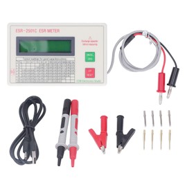 Fafeicy ESR Capacitor Tester, Intelligent Shut-Off Function DC Short Circuit Measurement ABS Material, Model ESR 2501C, Measuring Range 0-25Ω, Suitable for Capacity Testing