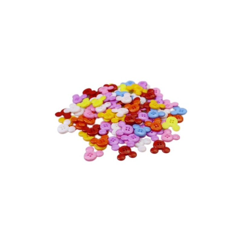 100 Pcs Mouse Head Ear Button Themed Sewing Buttons with