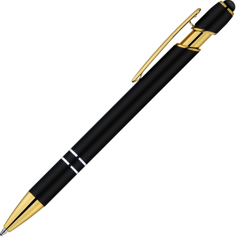LINFANC 12 Pack Black Gold Ballpoint Pen with Stylus Tip,
