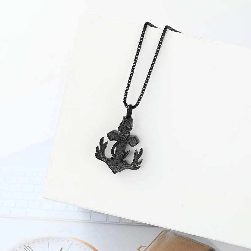 XSMZB Deer Antler Anchor Urn Necklace for Ashes Human Pet
