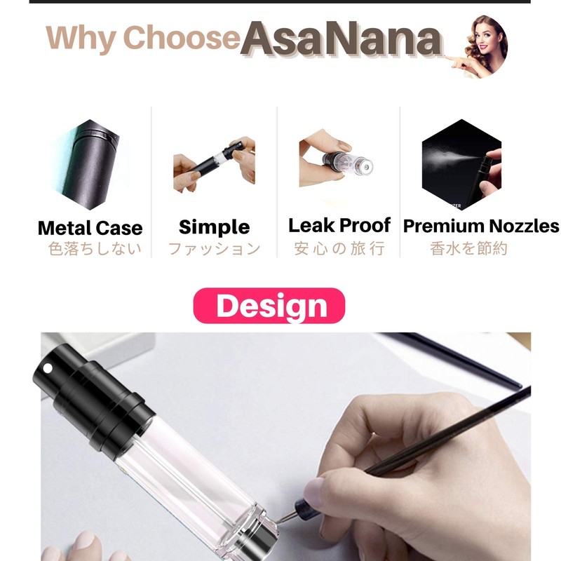 AsaNana AsaNana Perfume Atomiser, Refillable & Travel Size Perfume Bottle,