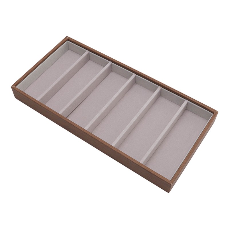 Eyeglass Display Organizer Wood Grain 6 Compartments Glasses Display Tray