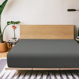 FLXXIE Queen Fitted Sheet Only - Bottom Sheet - Microfiber Deep Pocket up to 15inch Queen Fitted Sheet - Soft and Wrinkle, Fade, Shrinkage Resistant Fitted Bed Sheet, Dark Grey