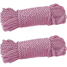 Multi-Purpose Twine Silk Touch Polyester Nylon Twisted Braided Rope for Crafts, Cargo, Tie-Downs, Marine, Camping, Swings (10 Meter Each) (2 Pack of Light Pastel Pink)