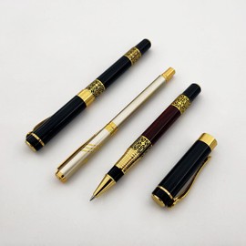 MCKhome Office Signature Pen Metal Rollerball Pen Fine Point Business Gift Pen 0.5mm Black Ink Gift Box for Teacher Student and Family (Gold), 140MM