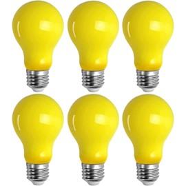 Minsily 6 Pack 3W Yellow Light Bulb A19 LED Bug Light Bulbs E26 Base Edison Bulb 25W Equivalent 120V Amber 2000K Bedroom Night Light Bulb for Home Hallway Porch Courtyard Patio Lights Decorative Lamps