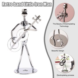 Etsdhw Small Iron Sculpture,Metal Musician Player,Art Figurine Decorations,Musical Man Statue Gift,Display for Home Office Desk (Guitar)