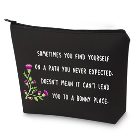 G2TUP Scottish Thistle Flower Makeup Pouch Motivational Quote TV Show Fans Gift Bag (Scottish Thistle Flower black)